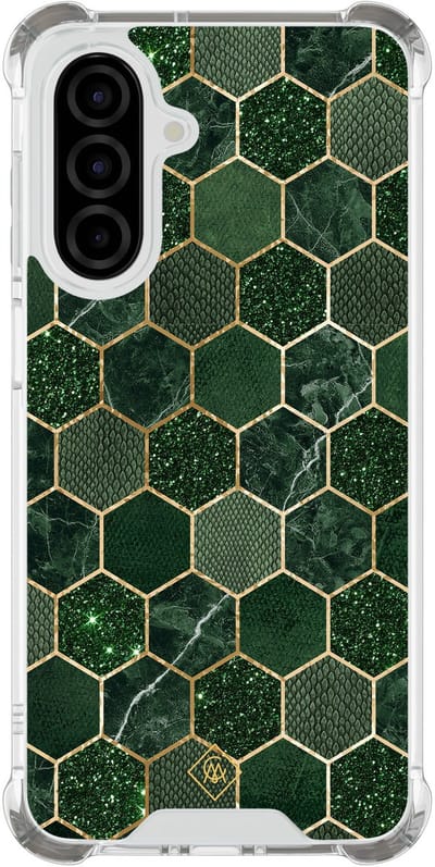 Casimoda® hoesje - Geschikt voor Samsung Galaxy A26 - Kubus Groen - Shockproof case - Extra sterk - TPU/polycarbonaat - Groen, Transparant
