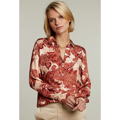 River Woods Red Beige Blouse Size: 34 | Button-Down Shirts Outlet | Dames | Beige