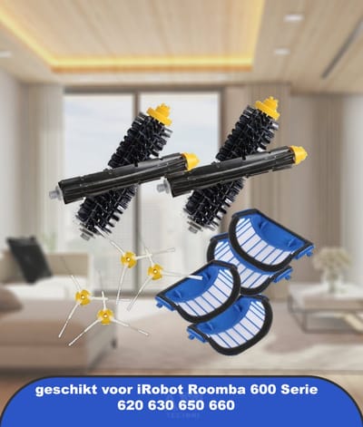 4 Stks Blauw AeroVac Filter+2 set belangrijkste Borstel kit+4X zijborstel geschikt voor iRobot Roomba 600 Serie 620 630 650 660 accessoire Vervanging