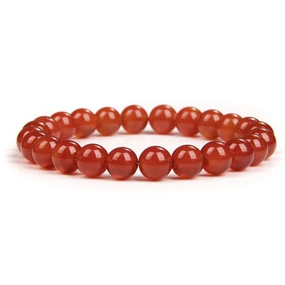 Bixorp Gems Rode Agaat Edelstenen Armband - Gepolijste Edelsteen Kralenarmband 8mm / 20cm