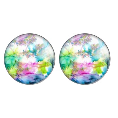 Clip oorbellen roze blauw groen 2 cm