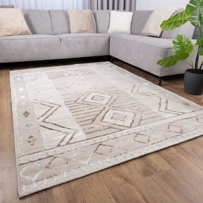 Beige Tapijt Laagpolig Vloerkleed Koho Marbella - 240x330cm- Modern - Woonkamer - Salon - Slaapkamer - Eetkamer