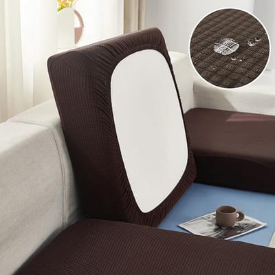 Waterdichte bankkussenhoes bankhoes hoge stretch bankstoel hoes meubelbeschermerhoezen voor woonkamer alle hoezen Back Cushion Cover donkere koffiekleur