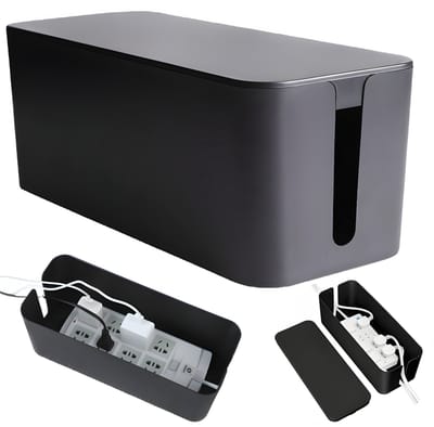 Kabelbox Organizer - Kabelmanagement - Maat L 40,8 x 15,8 x 13,7 cm - Zwart - Polystyreen - Veilig & Stijlvol