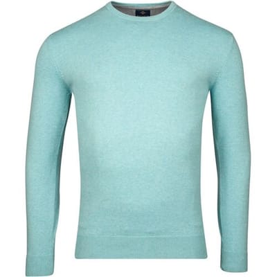 Baileys Trui Luxury Pima Cotton Uni Color Crew Neck Single Knit Aqua / male