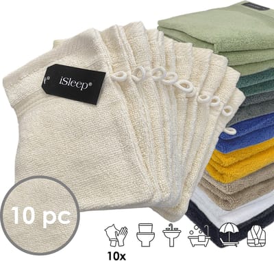iSleep Terry Washandje - 10 Stuks - 16x22 cm - Licht Beige
