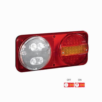 Achterlicht - SIM - 3165 Rood/Amber - Rechts - 13.2 - 33.6cm - Helder/Amber/Rood - Achter - Rem - Richting - Achteruit - Mist - 12V-24V