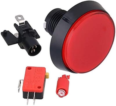 Dailygoody - Game Drukknop - LED Verlichte Drukknoppen - Eenvoudige installatie - Rood - Geschikt voor gamemachines - 60mm