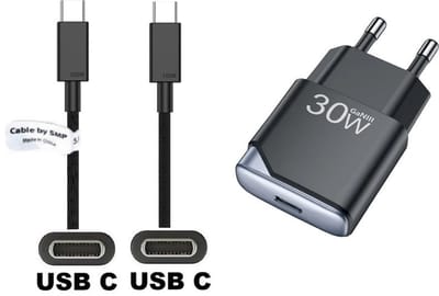 OneOne 30W snellader + 3,0m sterke USB C naar C kabel. GAN lader. PD PPS oplader adapter past op Samsung Galaxy S10, S10e, S20, S21, S22, S23, S24, S25, S26 (Edge, FE, Lite, Plus +, Ultra)