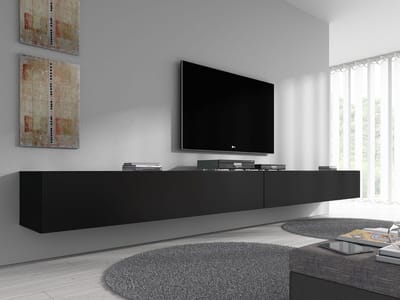 Meubella - TV-Meubel Flame - Mat Zwart - 320 cm