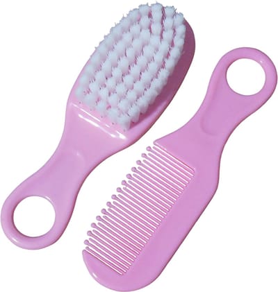 Baby borsteltje+kammetje roze