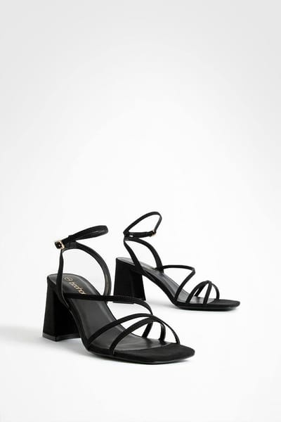 boohoo Dames Mid Blokhak Sandalen met Bandjes | Zwart | Maat: 38