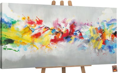 Canvas schilderij groot handgeschilderd kleurrijk leven abstract levensvreugde – YS-Art Gallery – Vrolijke wanddecoratie voor woonkamer – Modern schilderij voor hal en kantoor