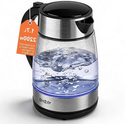 Elektrische Waterkoker - Snelkoker Glas - Snel Water Koken - Blauwe LED Verlichting - 17 Liter - Grijs