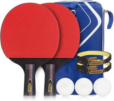 Tafeltennis Sets - Ping Pong Rackets - Recreatief Spel - 5-Laags Houten Blad - 2 Stuks - Zwart Rood