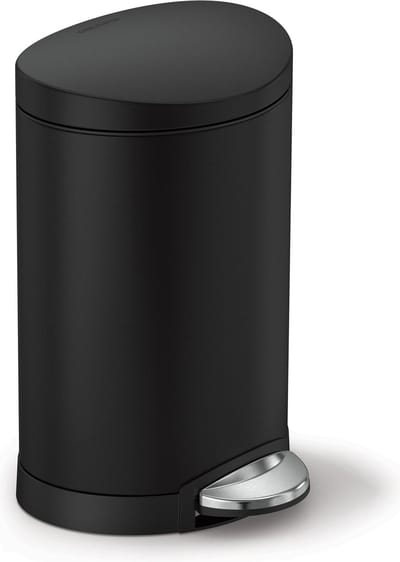 Simplehuman - Prullenbak Half Rond 6 liter - Zwart - Roestvast Staal