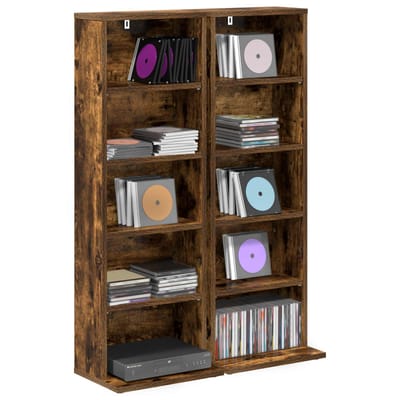 vidaXL - CD - Kast - 2 - st - Gerookt - eiken - 33 - x - 23,5 - x - 97,5 - cm - Bewerkt - hout
