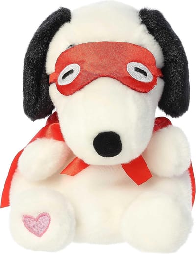 Aurora® Timeless Peanuts® Palm Pals™ Snoopy kussend bandiet knuffeldier - klassieke karakters - blijvende herinneringen - wit 5 inch