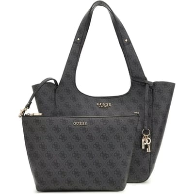 GUESS Schoudertas Shopper Calista 2 in 1 Tote Coal Logo Donkergrijs