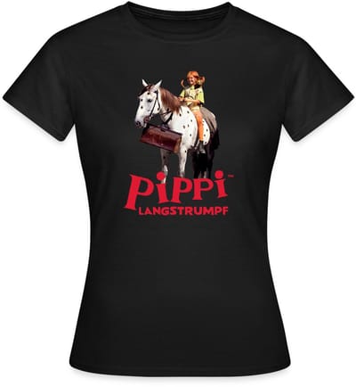 Pippi Langkous Pippi Rijdt Op Kleine Witte T-Shirt Dames