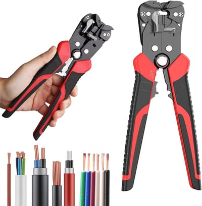 3-in-1 automatische afstrip tang voor kabels, met verstelbare lengtestop en antisliphandvat, ideaal voor knippen en krimpen van kabels van 0.2-6 mm²