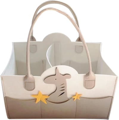 Luiertas, grote opbergtas van vilt, reistas voor baby's, opbergruimte met meerdere compartimenten, lichtgewicht en stevig, reistas voor moeders, (12,99 x 9,06 x 7,09 inch), grijs