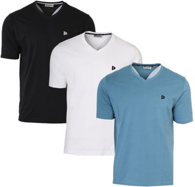 3-Pack Donnay - T-shirt (Berno) - Sportshirt - V-hals shirt - Heren - Black/White/Light Denim blue (741) - maat S