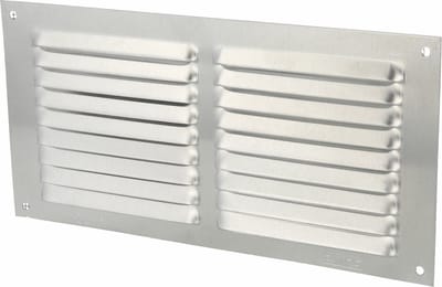 AMIG Ventilatierooster/muurrooster met gaas - 100 x 200mm - aluminium - zilver - schoepenrooster - tegen muggen en insecten