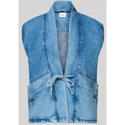 Jeansvest met rijgveter model 'GILLIAN'