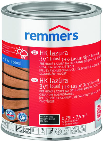 Remmers - HK 3in1 glazuur [plus] 0,75 l, ebbenhout