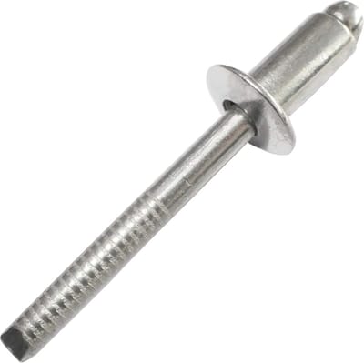 Set van 10 Blindklinknagels RVS Ø6,4x12mm Platte Kop - Popnagels met Steelbreuk