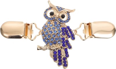 Fako Bijoux® - Vestsluiting - Vestclip - Sjaalspeld - Vestklem - Uiltje Strass - Goudkleurig