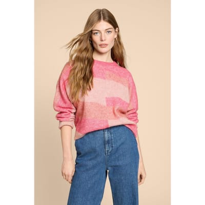 White Stuff Colourblock Dolly Jumper Pink Multi Size: 20 | Sweaters Outlet | Dames | Roze