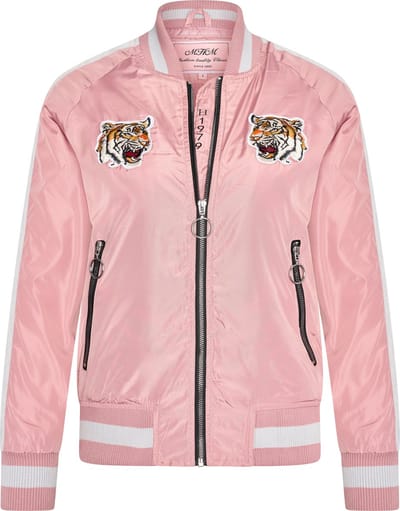 MHM Fashion - Kinderjas maat S zomer Bomber Jacket Tiger Heads Zwart - Roze