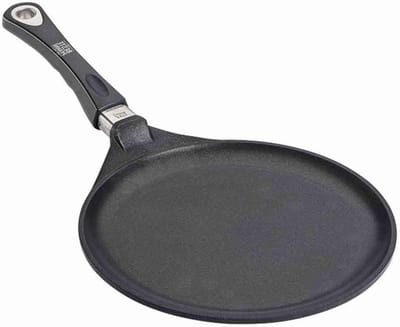 Crêpespan rond - Pannenkoekenpan plat - Lekkere pannenkoeken bakken - Geschikt voor inductie - 28 cm diameter - Grijs