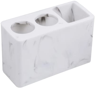 Dailygoods - Tandenborstelhouder - Marmer Look - 3-in-1 Organizer - Wit - Badkamer Caddy - Ruimtebesparend - Geschikt voor Volwassenen - Badkamer Meub...