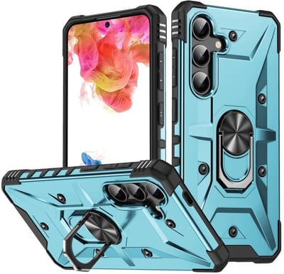 Coverup Hoesje - Geschikt voor Samsung Galaxy S25 Hoesje - Coverup Heavy Duty Ring Kickstand Back Cover - Lichtblauw