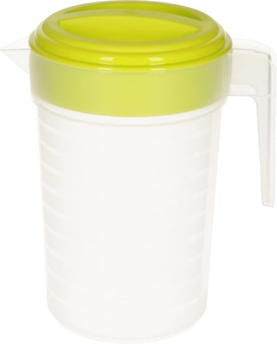 Plasticforte Waterkan met deksel - 1 liter - groen/ transparant - kunststof - schenkkan karaf