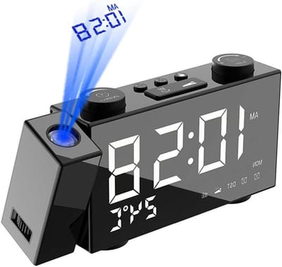Projectie Wekker - Digitale Klok - Tijd Tonen - 180 Graden Draaibaar - 6 Inch Scherm - Zwart