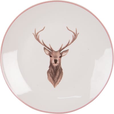 Clayre & Eef Ontbijtbord Ø 20 cm Beige Bruin Porselein Hert