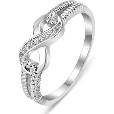 Europese Mode Vrouw Meisje Feest Bruiloft Cadeau Wit Geluksgetal 8 AAA Zirkonia 925 Sterling Zilveren Ring 6