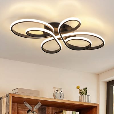 NETTLIFE Plafondlamp LED - zwart - 40cm - Warm wit Licht 3000K - Moderne Keukenverlichting - met Creatief ontwerp - voor Slaapkamer | Woonkamer | Hotel - 30W