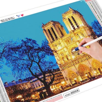 5D Diamant Schilderij Volledige Ronde Borduurwerk Verkoop Notre Dame De Paris Foto van Strass Diamant 20X30 brown