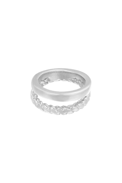 Ring- Doubled -Zilver- Stainless Steel - Moederdag cadeautje - cadeau voor haar - mama -yehwang- 16