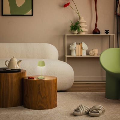 BRILONER Champ mini - Oplaadbare Mini Tafellamp - snoerloze lamp - met touch dimbaar - voor binnen en buiten - german design award winner 2025 - pastelgroen - Ø8,5 x 20cm