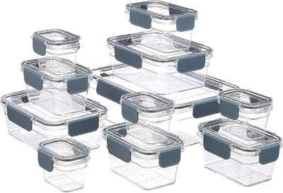 Famanu - 22-delige set vershoudbakjes, tritan, 11 bakjes en deksels, transparant, luchtdicht
