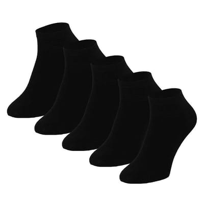 Apollo - Heren sneakersokken - Zwart - 5-Pak -Maat 41/46 - Enkelsokken heren - Sneakersokken heren 43 46 - Sneakersokken heren