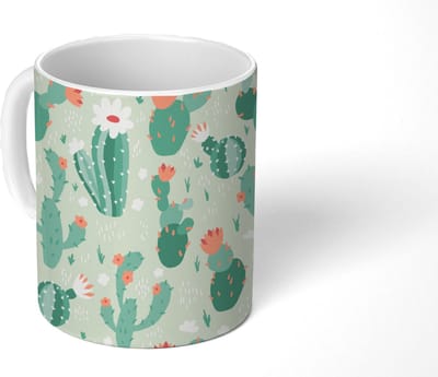 Mok - Koffiemok - Cactus - Patronen - Bloem - Mokken - 350 ML - Beker - Koffiemokken - Theemok