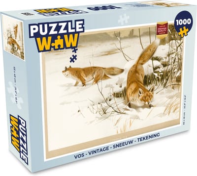 Puzzel Vos - Vintage - Sneeuw - Tekening - Legpuzzel - Puzzel 1000 stukjes volwassenen