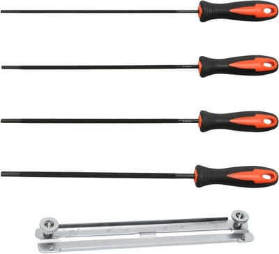 Kettingzaag Vijlenset - Metaalvijl Ronde Vijl - Scherpen Kettingzaag - Set van 4 Maten - 3.2-5.5 mm - Zwart en Oranje